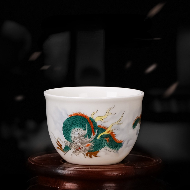 150ml Jade Porcelain Kung Fu Tea Cup Creative Pattern Dragon Tiger Teacups