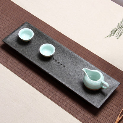 Tea Tray Tea Table Black Stone Serving Tray Nature Stone Simple Pattern Weighted