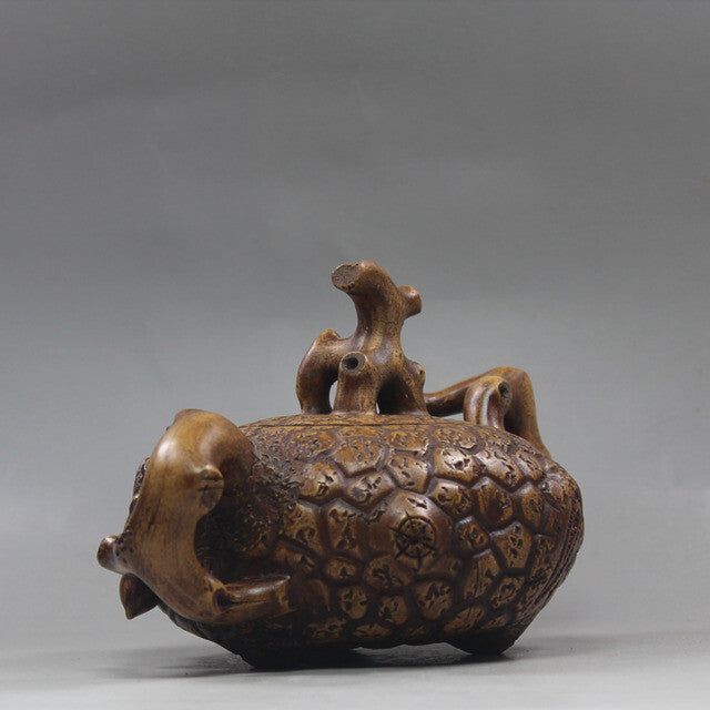 6.2”Chinese Yixing Zisha Pottery Old Duan Clay Handmade Peach Tree Stump Teapot