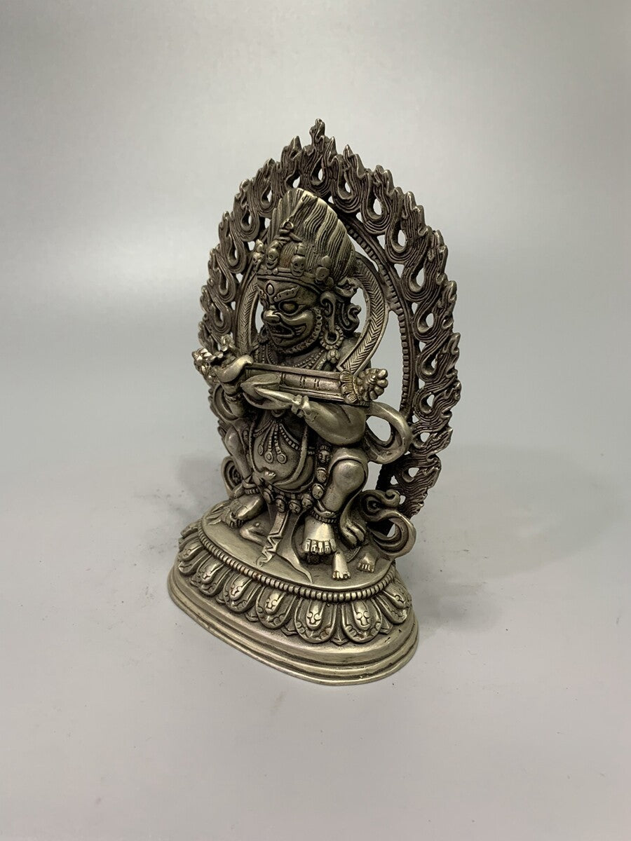 Exquisite Old Chinese Tibet Silver Handcarved Buddha King Kong Statue 618g