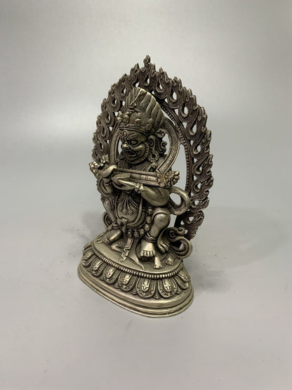 Exquisite Old Chinese Tibet Silver Handcarved Buddha King Kong Statue 618g