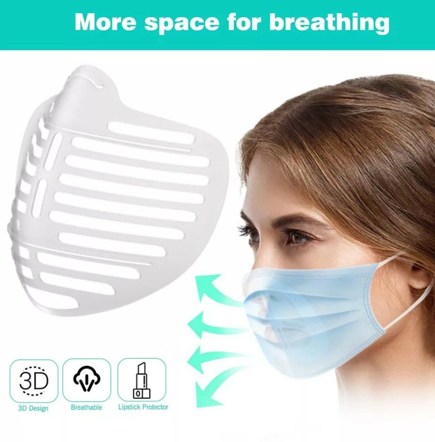 3D Face Mask Bracket Mouth Separate Inner Stand Holder Breathing Space 10PCS US