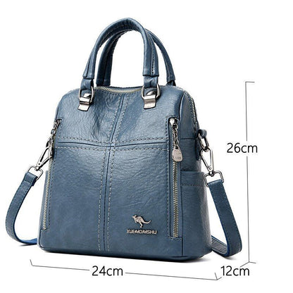 High Quality Leather Backpack Shoulder Bags Multifunction Travel School Bag 1 PC