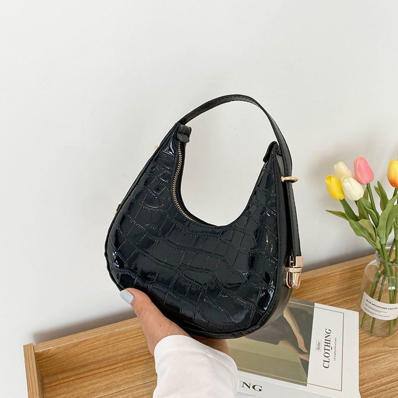 Silver 1PC Handbag Stone Pattern Underarm Shoulder Bag Elegant Purse 21*19*6 CM