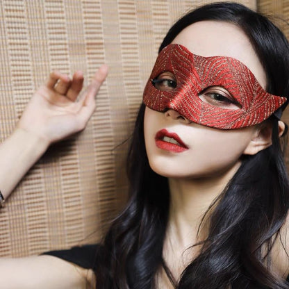 Red Swallowtail Butterfly Half Mask for Women Handmade Party Costume