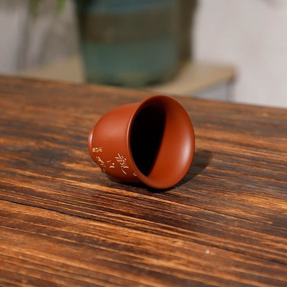 90ml Purple Pottery Handcarved Tea Tasting Cup Master Cup Kung Fu Teaware