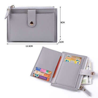 Credit Card Multi-slot Holder Synthetic Leather Mini Coin Purse Wallet Case Blue