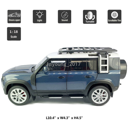 1/18 Scale Land Rover Defender 110 Model Car Diecast Toy Cars Collection Blue
