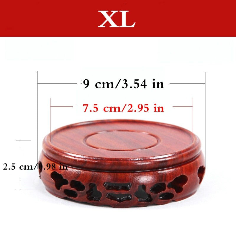 Round Annatto Display Stand Wood Carving Hollow Pedestal Flower Pot Base Crafts