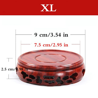 Round Annatto Display Stand Wood Carving Hollow Pedestal Flower Pot Base Crafts