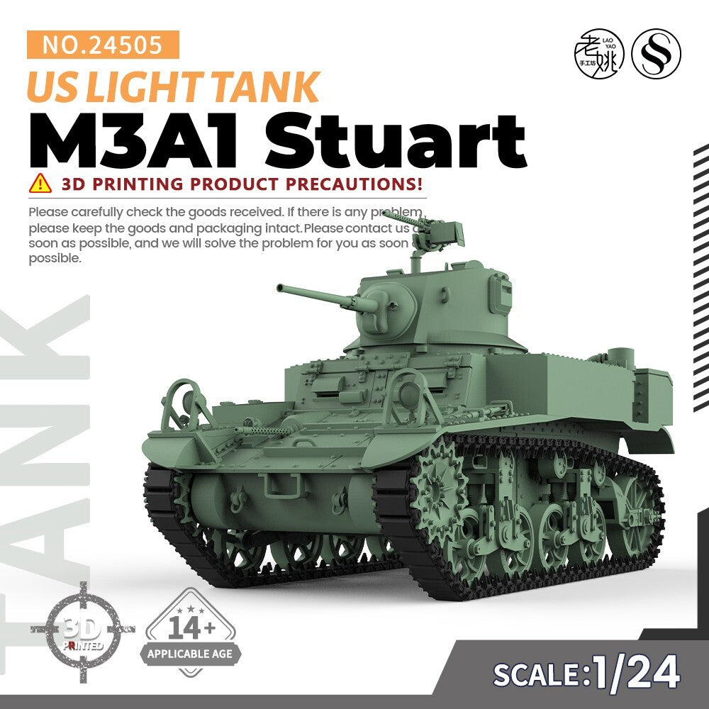 SSMODEL SS24505 1/24 Military Model Kit US M3A1 Stuart Light Tank