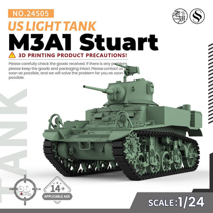 SSMODEL SS24505 1/24 Military Model Kit US M3A1 Stuart Light Tank