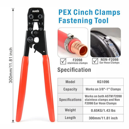 IWISS PEX Cinch Clamp Tool for Fastening Stainless Clamp from 3/8-Inch to 1-Inch