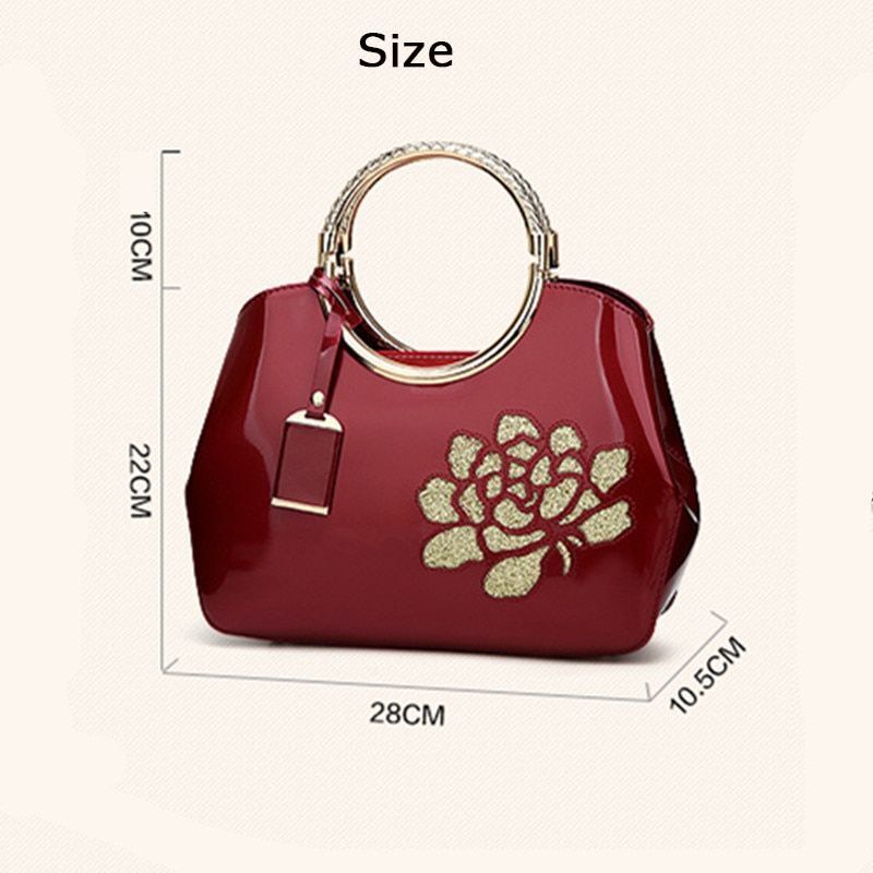 28*22*10.5 Cm Patent Leather Handbag Shoulder Bag Luxury Hollow Purse Blue Red