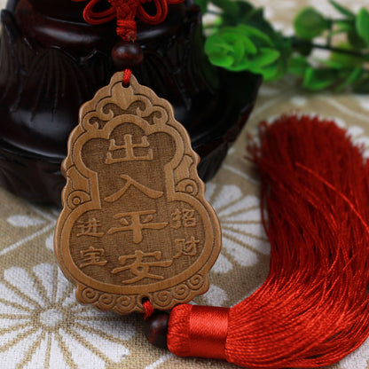 7.2*4.8Cm Chinese Wooden Twelve Zodiac Dragon Carving Amulet Safe Car Pendant