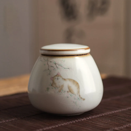 Ceramic Tea Canisters Lovely Cat Loose Tea Storage
