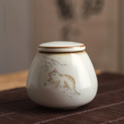 Ceramic Tea Canisters Lovely Cat Loose Tea Storage