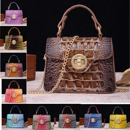 Patent Leather Women Small Handbag, Crocodile Print Colourful Chain Shoulder Bag