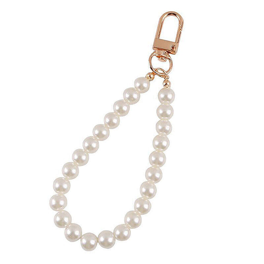 Pearls Beaded Keychains for Women Car Bag Bluetooth Headset Key Rings Pendant