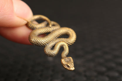 chinese old bronze hand snake statue figure collectable netsuke decoration