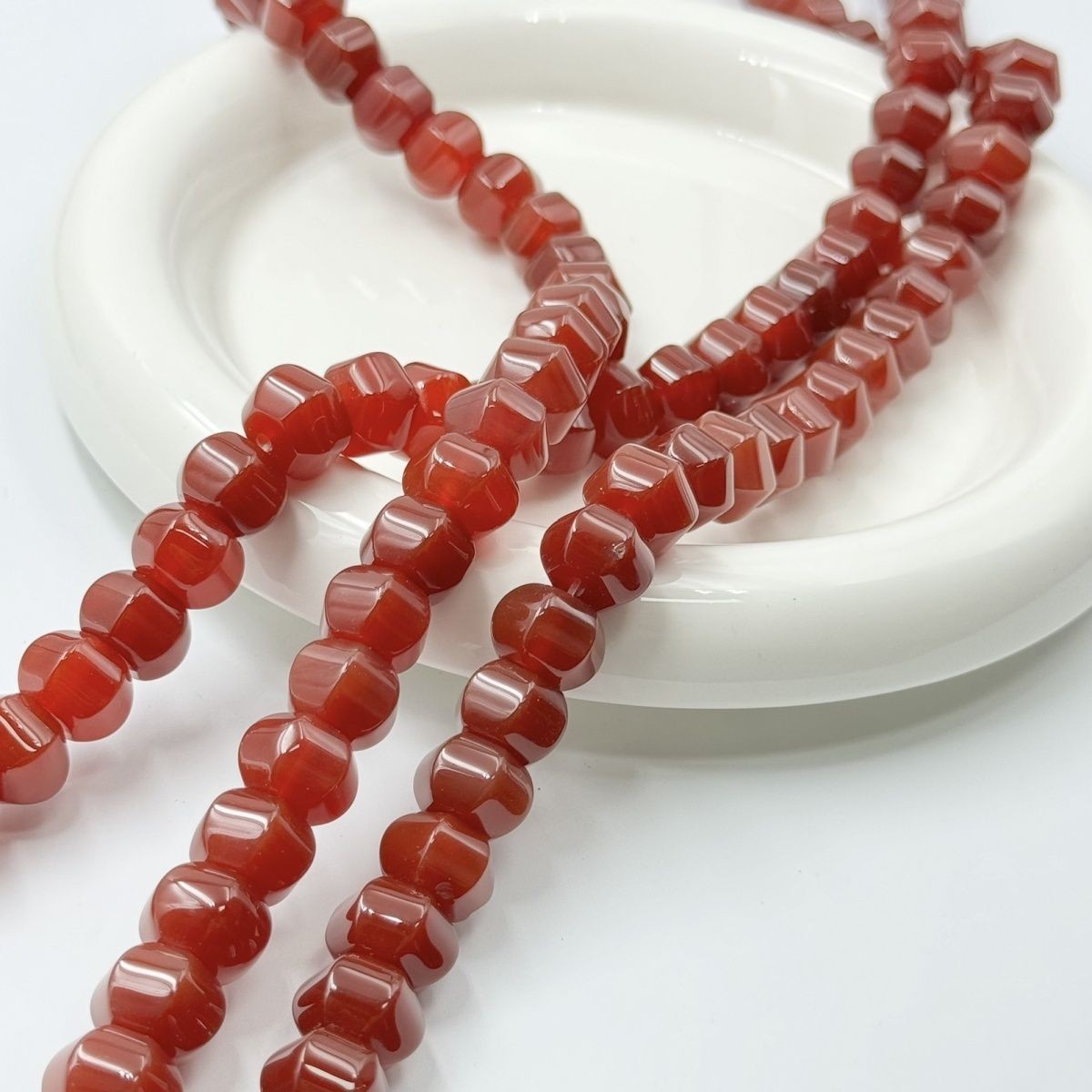 Natural Red Agate Faceted Pumpkin Beads 10x12mm DIY Jewelry Making 40pcs
