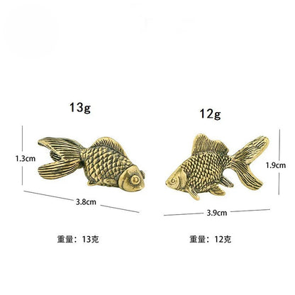 Solid Brass Fish Figurines Miniatures Antique Feng Shui Desktop Ornament Craft