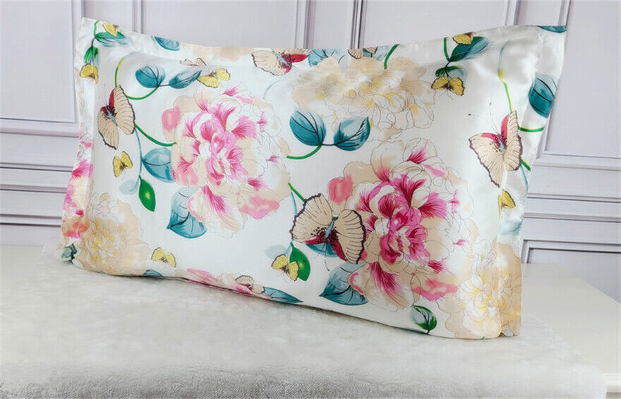 Mulberry Silk Pillowcase 25 Momme Floral Genuine Silk Sleep Pillow Cover Counter
