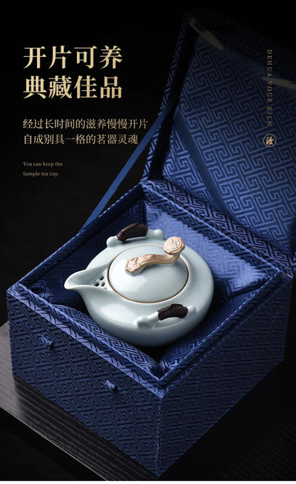Simple Ru Kiln Hand Grab Pot Large Ceramic Tea Making Pot Household Kung Fu
