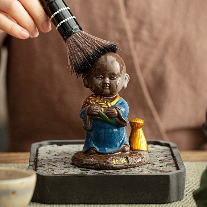 creative tea pet Zen style monk statue table house warming gift purple clay new