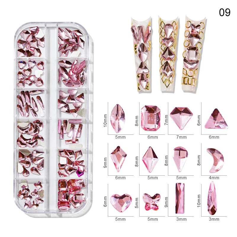 Nail Charms 30Pcs Boxed Luxury Shiny Planet Alloy 3D Art Rhinestones Bling Decor