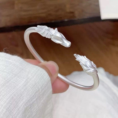 Zodiac Horse Bangle Silver Plated Bracelet Birth Year Gift