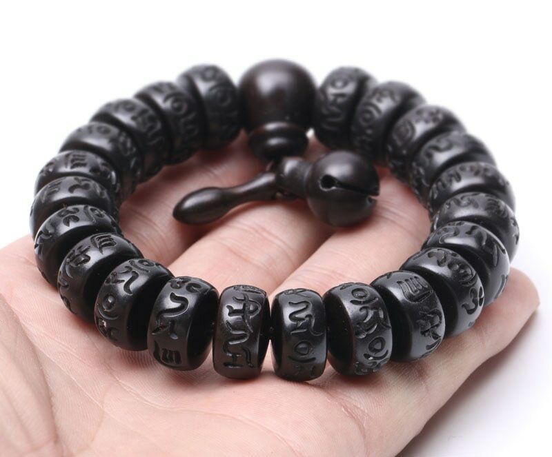 Tibetan Buddhist male om mani padme hum bracelet wood Mala Prayer Beads Men