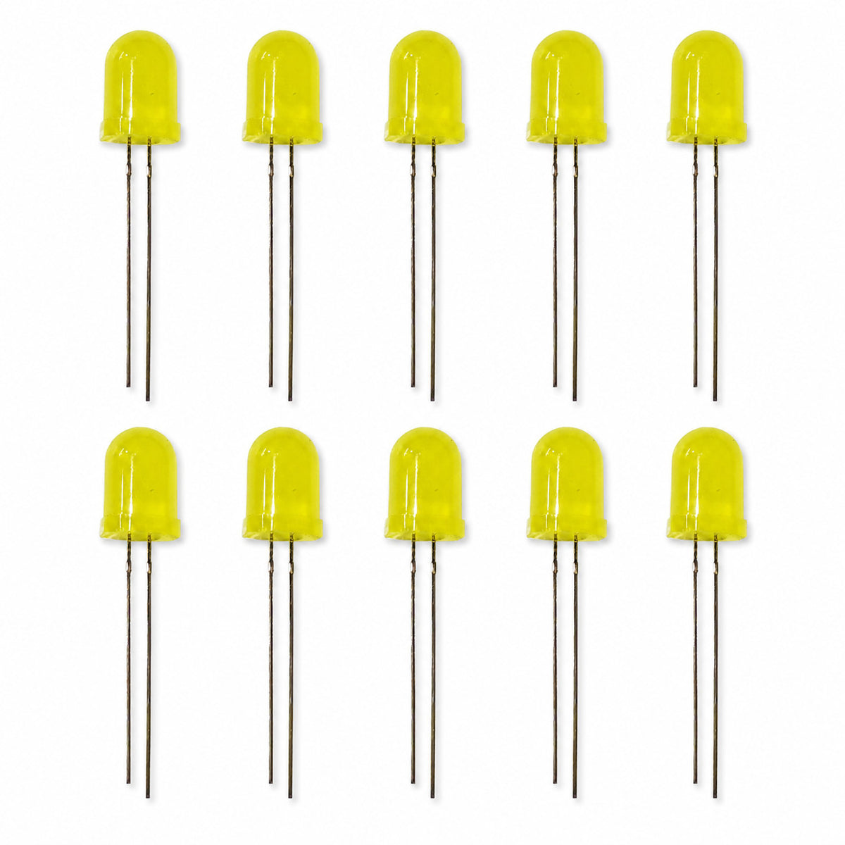 10mm Jumbo Round Yellow Diffused LED, 2-Pin Through-Hole, 1.8–2.2V 20mA - 10 ...