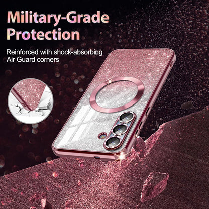 for Galaxy S25 FE Case,Compatible with Magsafe,Clear Magnetic Glitter Gradient S