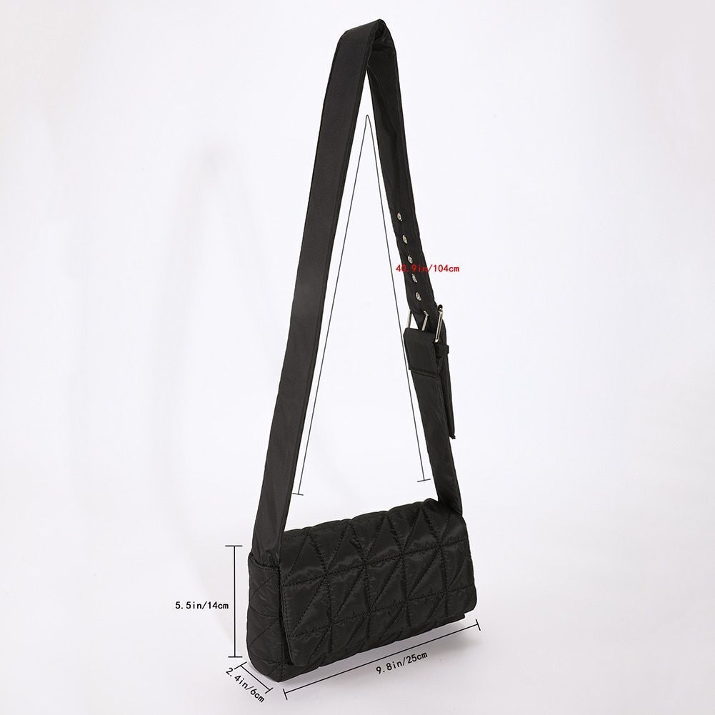 Lattice Pattern Shoulder Bag Cotton Handbag Large Capacity Purse Feather Padded