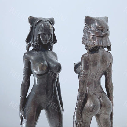 4.7" Copper Antique Female Figure Statue: Egyptian Queen Model Decoration