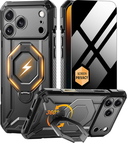 for Iphone 17 Pro Max Case with 360° Spin Magnetic Stand, [Compatible with Magsa