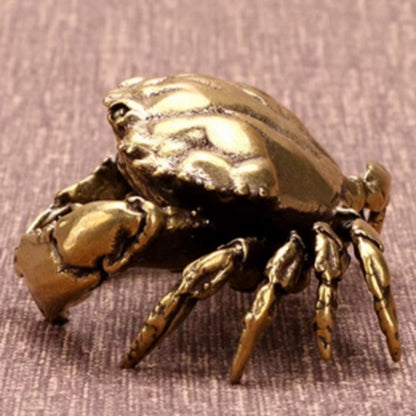 7.1cm Archaizing Bronze Ware Solid Brass Crab Small Ornament Copper Decoration
