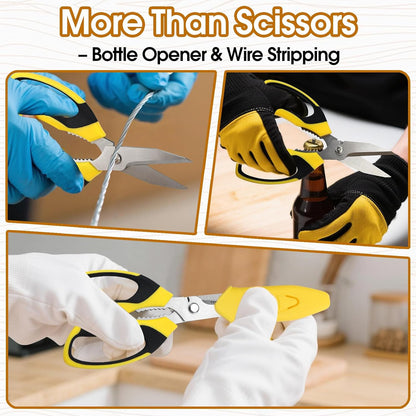 8 Inch Utility Scissors for Kitchen, Office, Craft & DIY – Heavy Duty Stainless