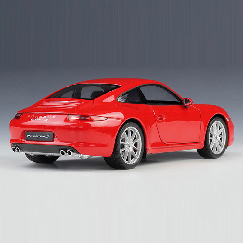Porsche 911 Carrera S Model Car 1:24 Diecast Metal Vehicle Doors Trunk Open Red
