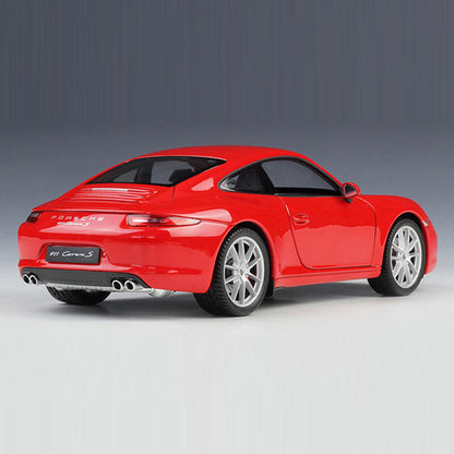 Porsche 911 Carrera S Model Car 1:24 Diecast Metal Vehicle Doors Trunk Open Red