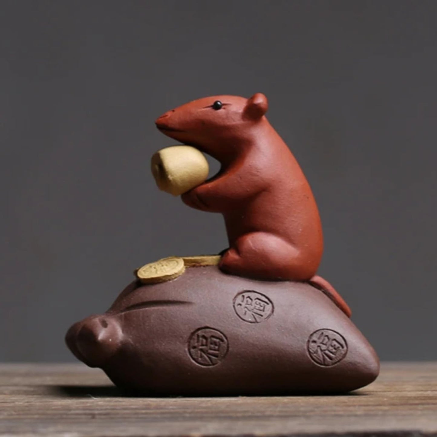 Handmade Purple Sands Mouse Tea Pet Ornament 6.5cm 2.6in Chinese Tea Ceremony