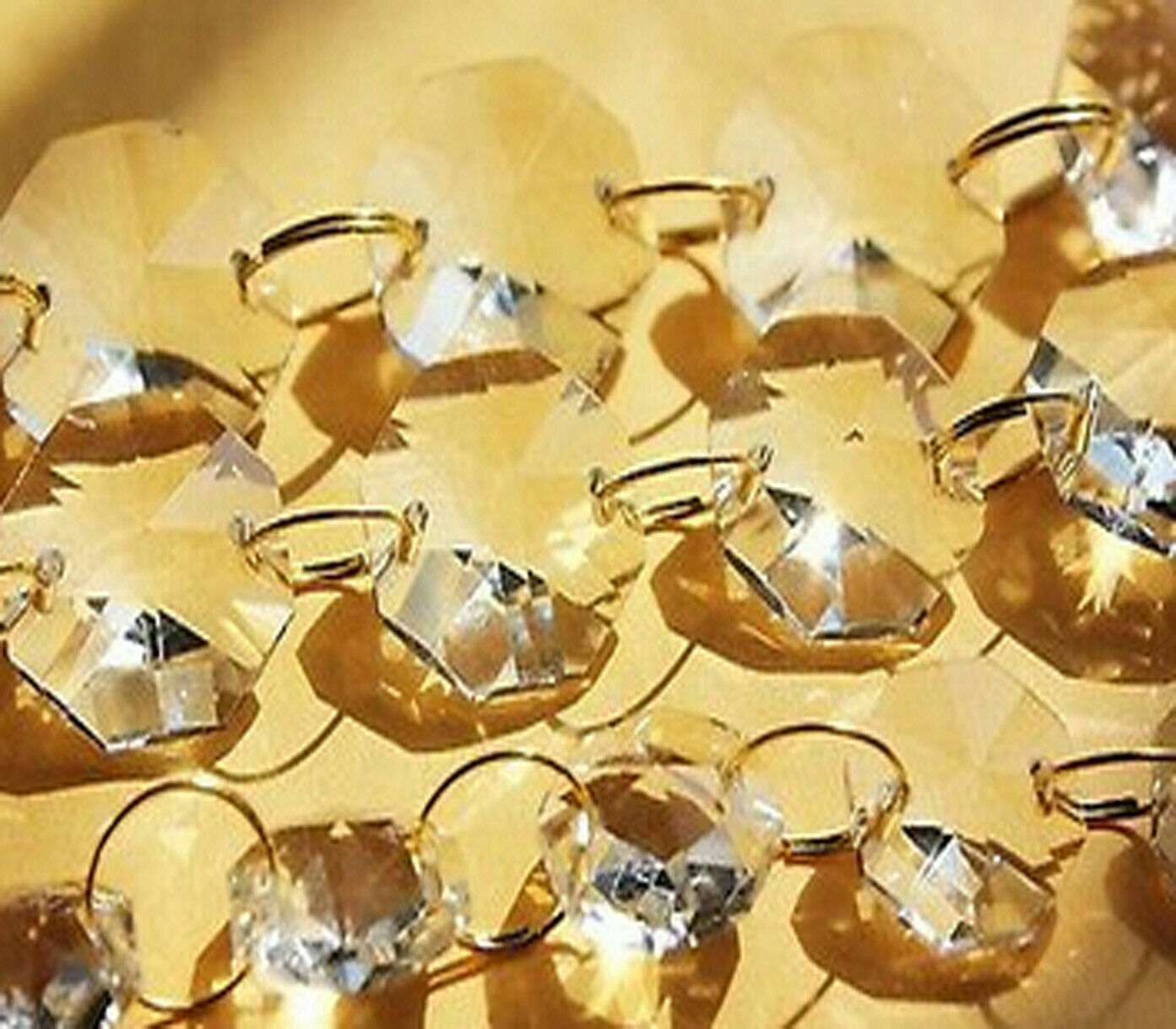 33FT Crystal Chandelier Prism Glass Bead14mm Octagon Chain Wedding Garland Part