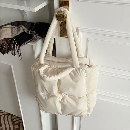 Puffer Tote Bag for Women Quilted Puffy Handbag Winter Down Shoulder Bnn