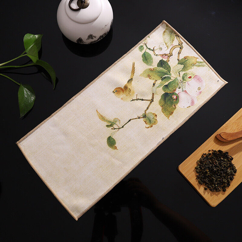 Painted Chinese Style Thick Tea Towel Super Absorbent Tea Cleaning Set Cup Mat.