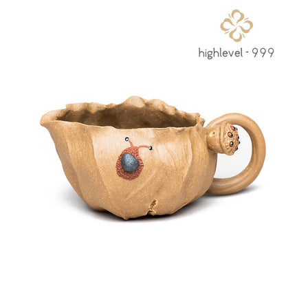 180ml Yixing Purple Clay Handcarved Lotus Leaf Fairness Cup Tea Divider Teaware