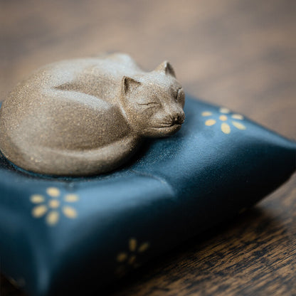 Sleeping Cat On Cushion Creative Tea Set Yixing Zisha Purple Clay Home Ornament