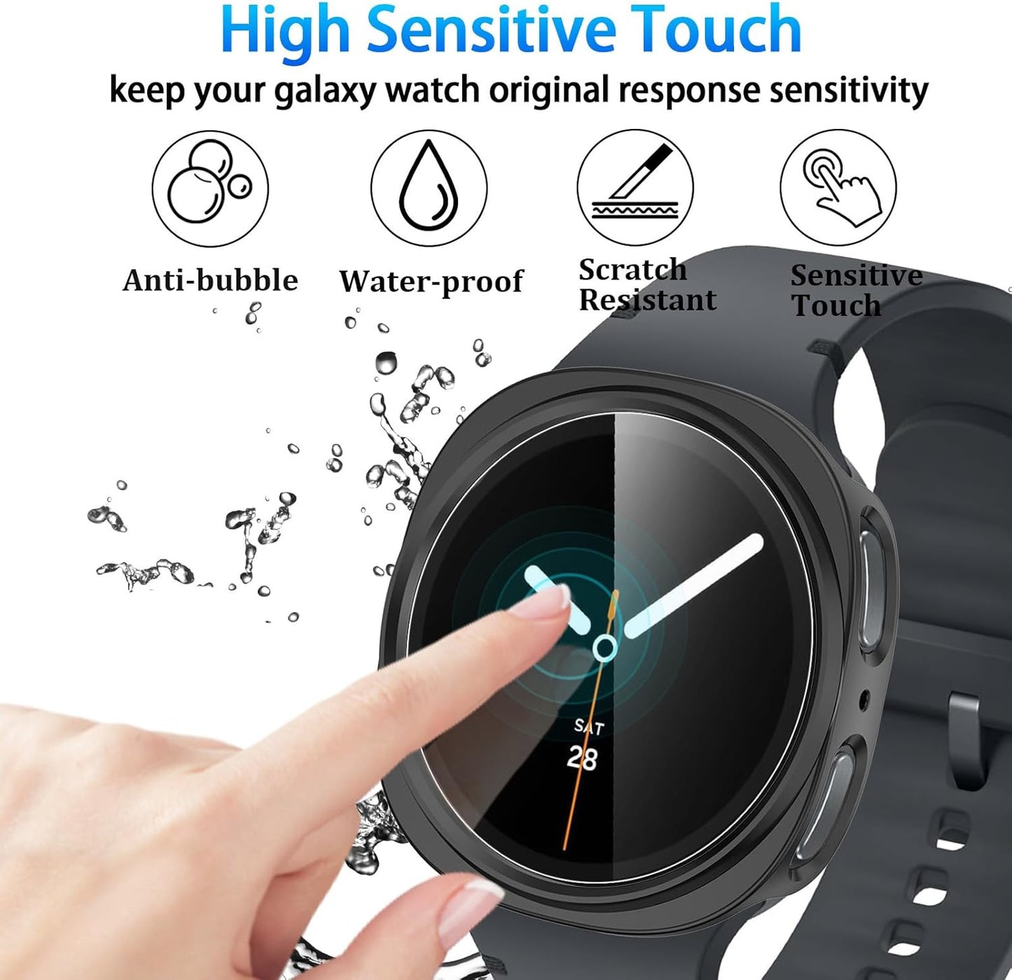 [6+6 Pack] for Samsung Galaxy Watch 8 Screen Protector Case 40Mm, Anti-Fog Tempe