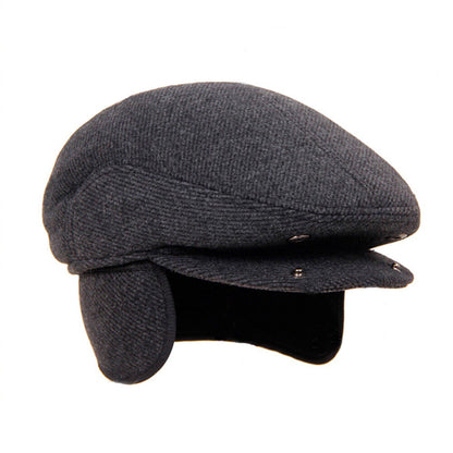 Men's Helmet Cap Newsboy Wool Hat Driving Flat Cabbie Hat Golf