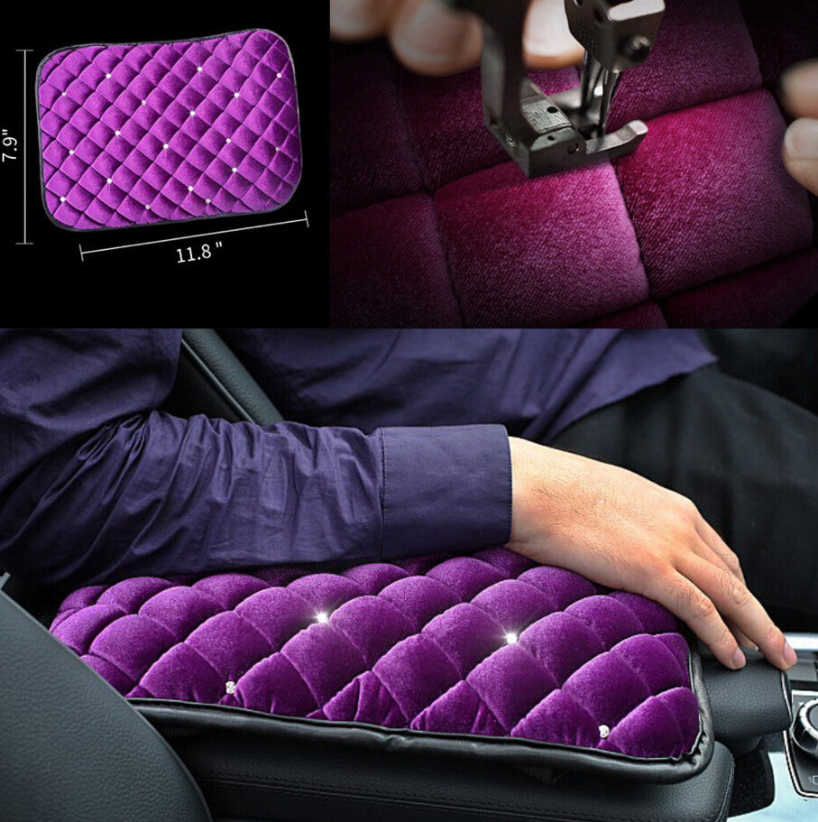 Fashion Exquisite Car Armrest Center Console Pad Cover Bling Diamonds Winter